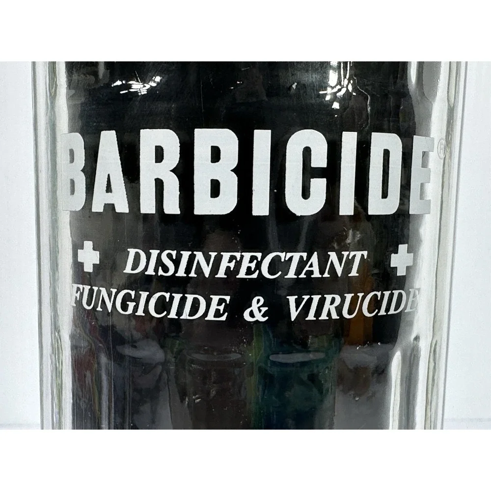 Vintage‎ Barbicide Jar Glass Barber's Shop Decor Comb Storage Disinfectant King
